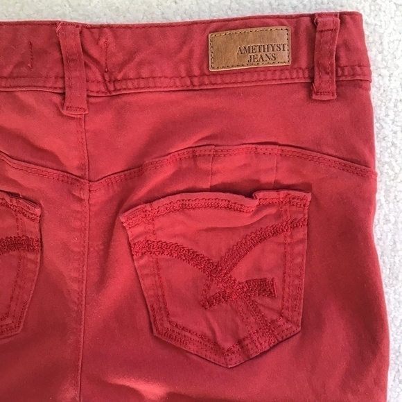 Body Con Jeans by Amethyst skinny Red Size 7 - Picture 6 of 6
